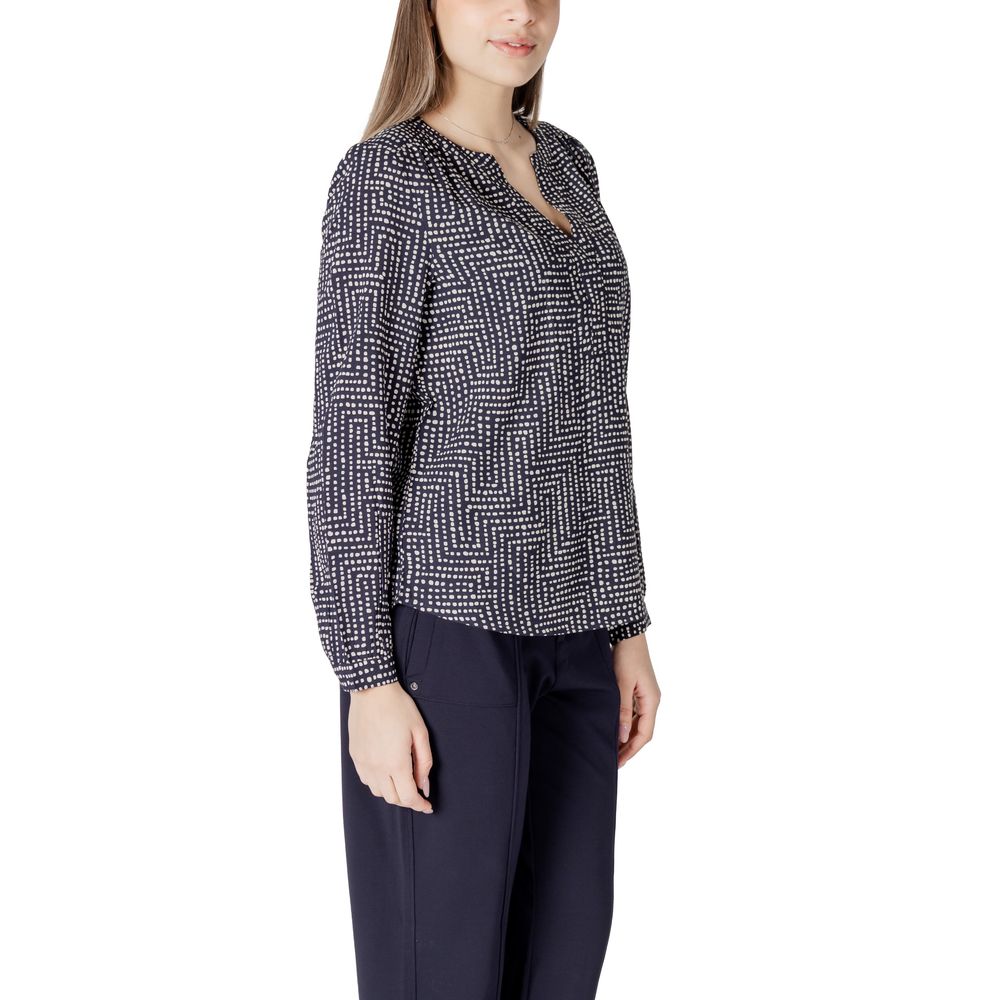 Street One Women's Lightweight Long-Sleeve V-Neck Viscose Shirt - Blue