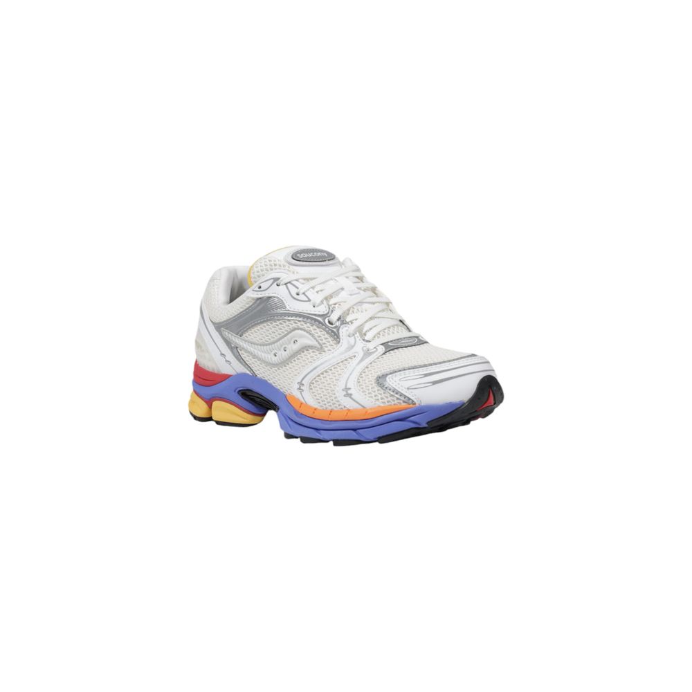 Sneakers by Saucony for women in synthetic fabric white presents a sumptuous silhouette, artfully capturing the essence of the Women's Athletic Synthetic Fabric Sneakers with its sumptuous athletic style design.