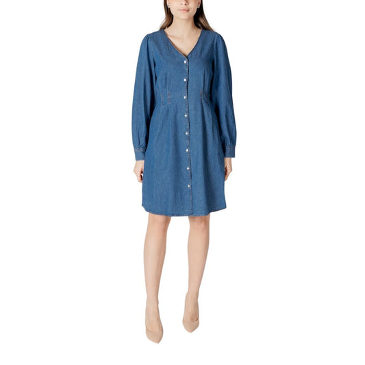 ICHI Women's Short Cotton Dress - Blue