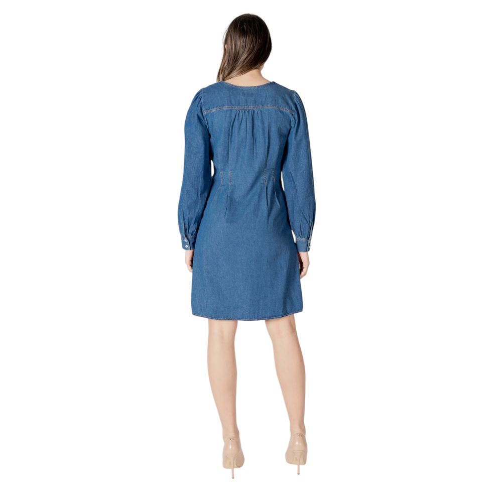 ICHI Women's Short Cotton Dress - Blue