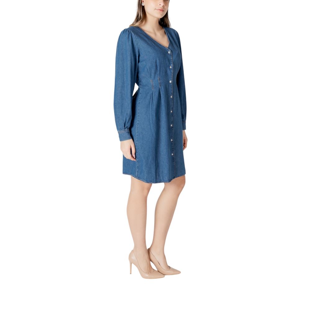 ICHI Women's Short Cotton Dress - Blue