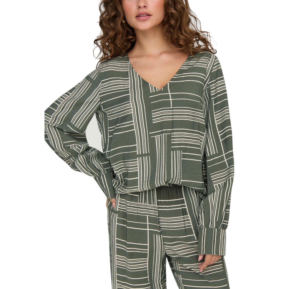 Shirt by Jacqueline De Yong for women in nylon & viscose green showcases a sublime silhouette, artfully detailed with a sublime and for a sophisticated, sublime finish.
