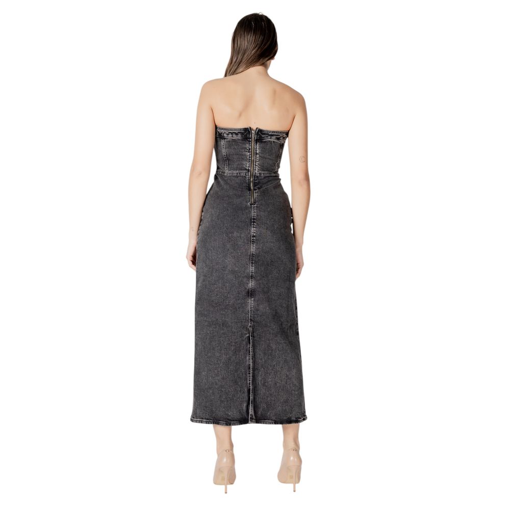 ICHI Women's Midi Stretch Cotton Dress - Black
