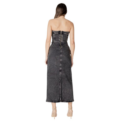 ICHI Women's Midi Stretch Cotton Dress - Black