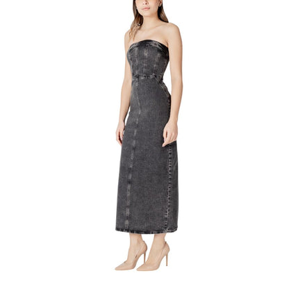 ICHI Women's Midi Stretch Cotton Dress - Black