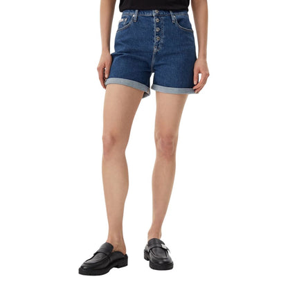 Calvin Klein Jeans Women's Mom High-Rise Stretch Cotton Denim Shorts - Blue