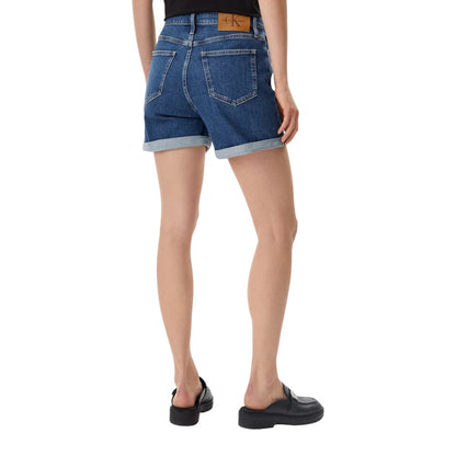 Calvin Klein Jeans Women's Mom High-Rise Stretch Cotton Denim Shorts - Blue