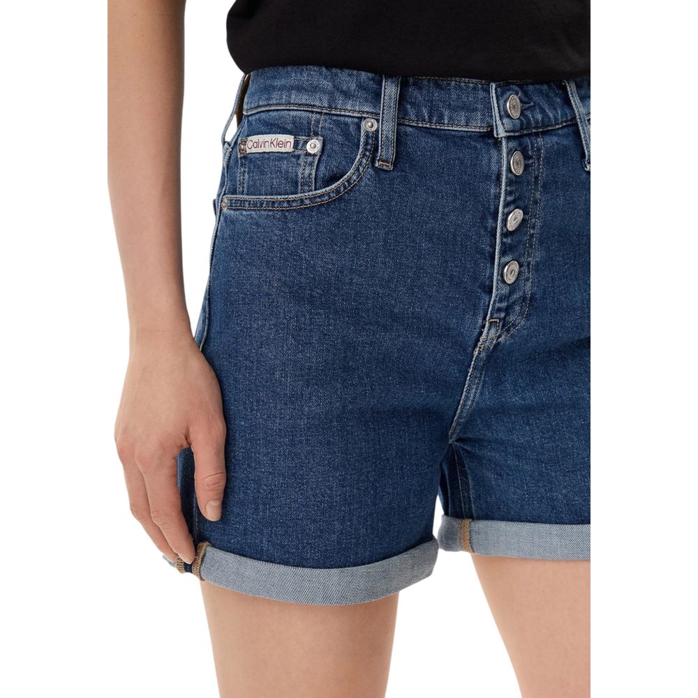 Calvin Klein Jeans Women's Mom High-Rise Stretch Cotton Denim Shorts - Blue