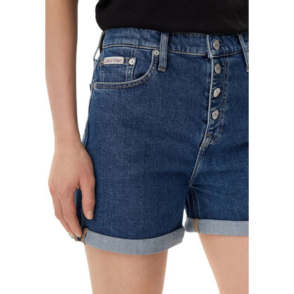 Calvin Klein Jeans Women's Mom High-Rise Stretch Cotton Denim Shorts - Blue