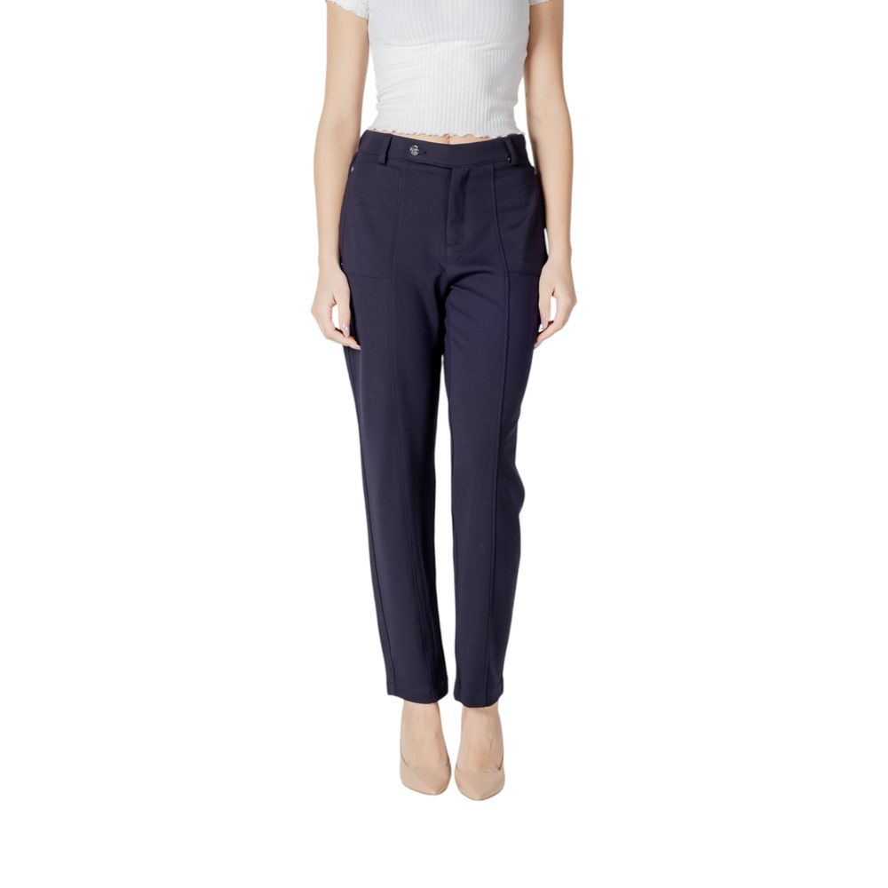 Street One Women's Tapered-Leg Regular-Fit Stretch Polyamide & Viscose Trousers - Blue