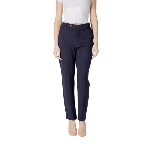 Street One Women's Tapered-Leg Regular-Fit Stretch Polyamide & Viscose Trousers - Blue
