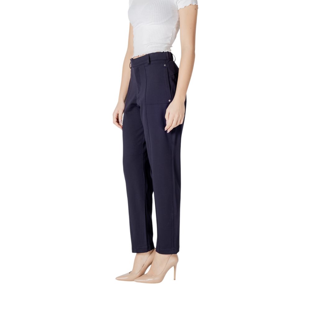 Street One Women's Tapered-Leg Regular-Fit Stretch Polyamide & Viscose Trousers - Blue