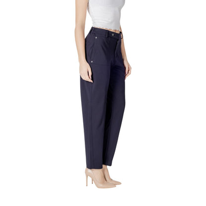 Street One Women's Tapered-Leg Regular-Fit Stretch Polyamide & Viscose Trousers - Blue
