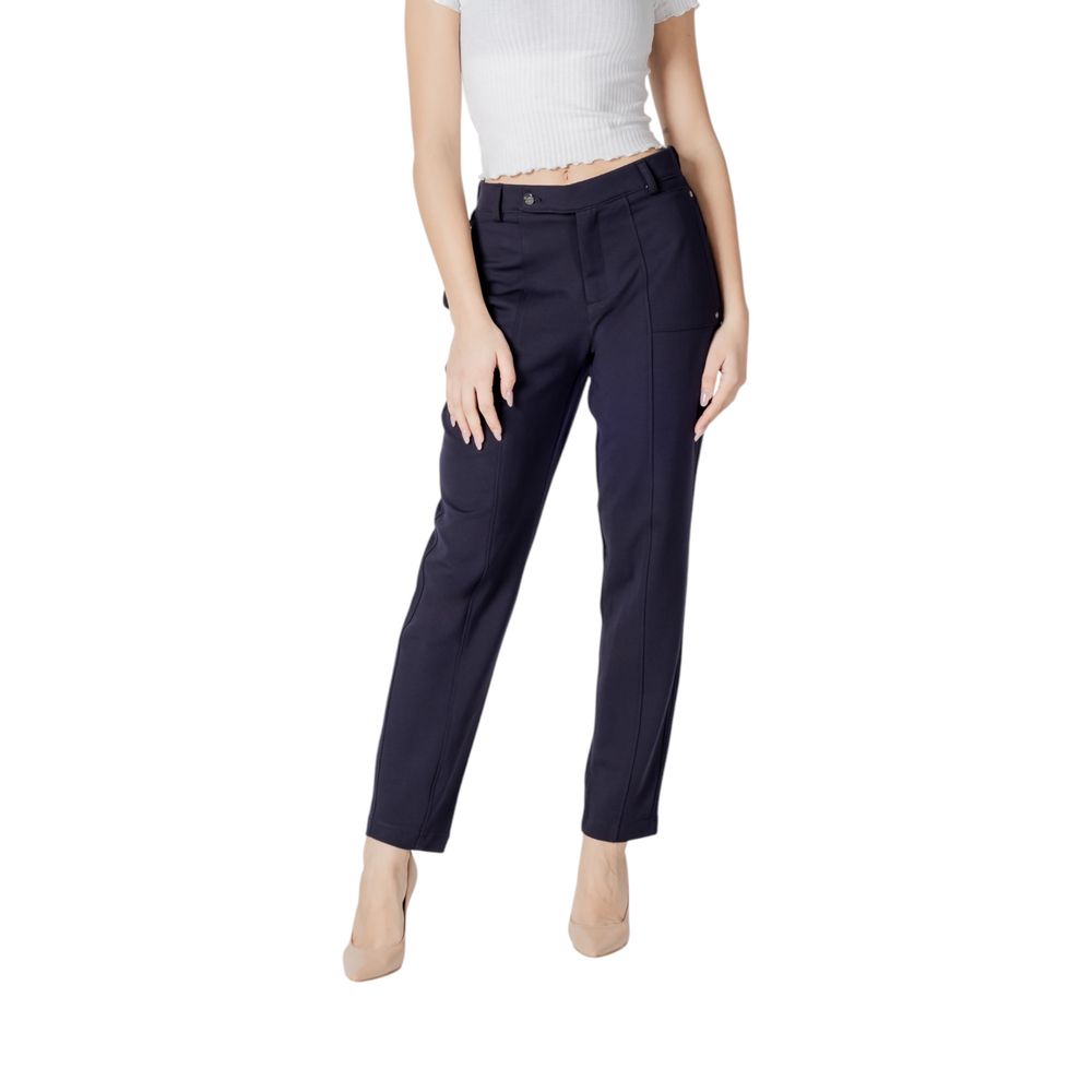 Street One Women's Tapered-Leg Regular-Fit Stretch Polyamide & Viscose Trousers - Blue