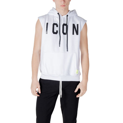 Hooded Hoodie by Icon for men in cotton polyester white features an dramatic silhouette, showcasing a sophisticated hooded neckline and dramatic for a refined, modern aesthetic.