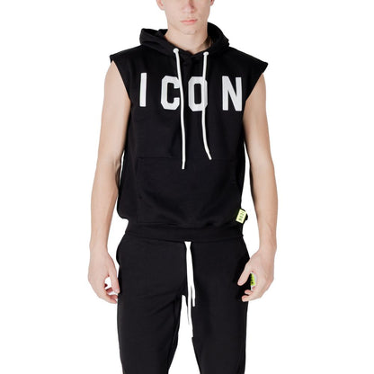 Hooded Hoodie by Icon for men in cotton polyester black features a edgy silhouette, detailed with a edgy hooded neckline and for a refined finish.