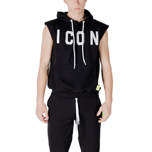 Hooded Hoodie by Icon for men in cotton polyester black features a edgy silhouette, detailed with a edgy hooded neckline and for a refined finish.