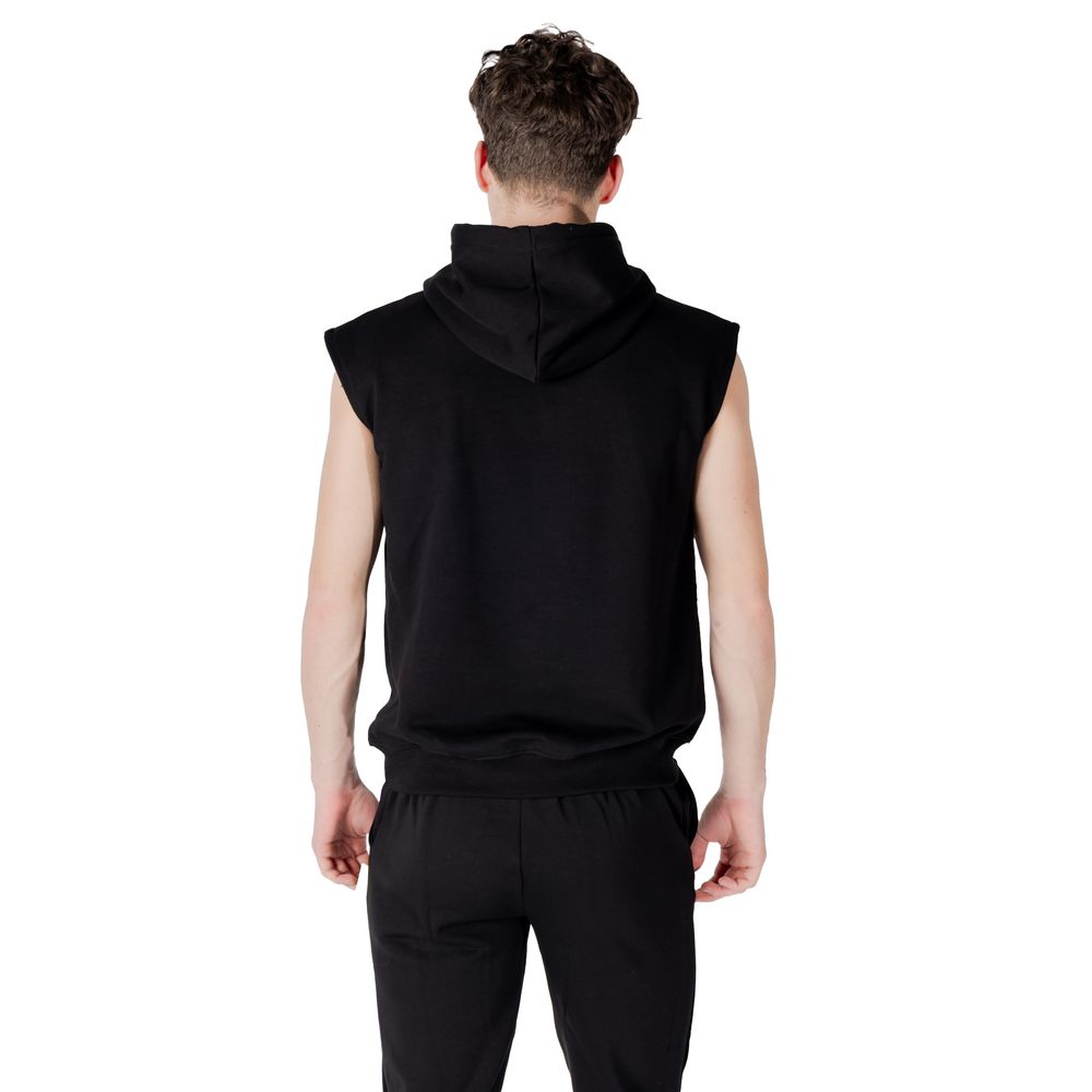 Hooded Hoodie by Icon for men in cotton polyester black features a slouchy chic silhouette, detailed with a slouchy chic and a signature hooded neckline for an elevated aesthetic.