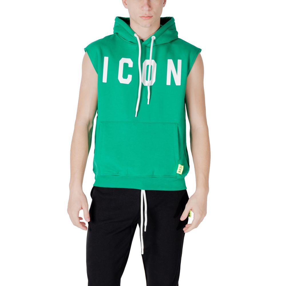 Hooded Hoodie by Icon for men in cotton polyester green features a slouchy chic silhouette, detailed with a slouchy chic and a signature hooded neckline for an elevated aesthetic.