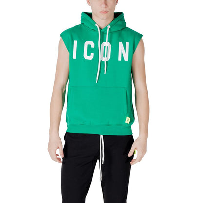 Hooded Hoodie by Icon for men in cotton polyester green features a slouchy chic silhouette, detailed with a slouchy chic and a signature hooded neckline for an elevated aesthetic.