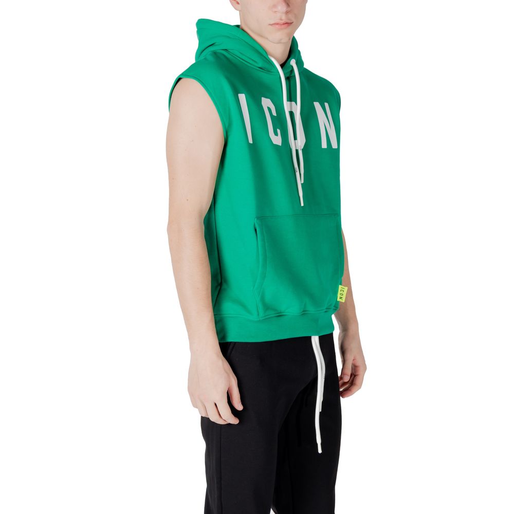 Hooded Hoodie by Icon for men in cotton polyester green features an avant-garde silhouette, showcasing a sophisticated hooded neckline and detail for a truly avant-garde finish.