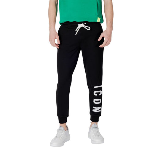 Activewear Jogger Pants by Icon for men in cotton polyester black features a versatile silhouette, integrating performance with a versatile slim, long, and comfortable .