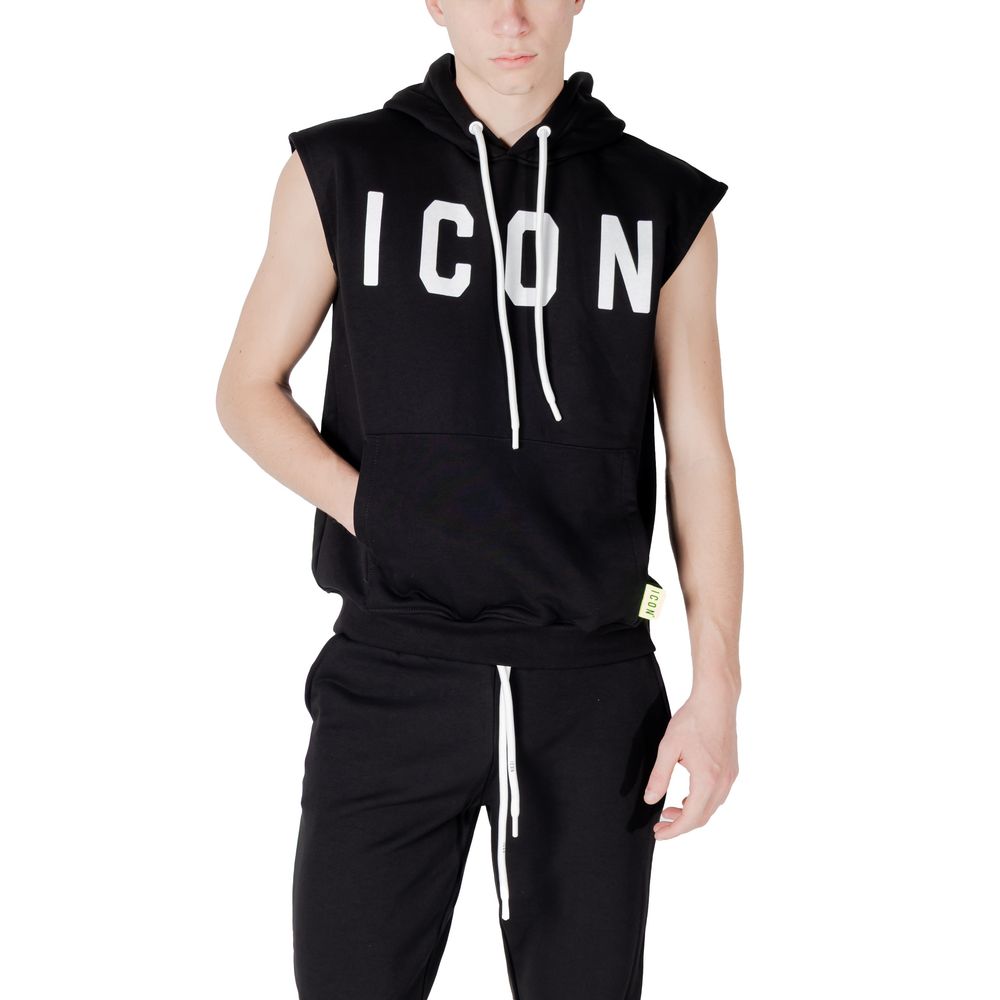 Hooded Hoodie by Icon for men in cotton polyester black features a edgy silhouette, detailed with a edgy hooded neckline and for a refined finish.