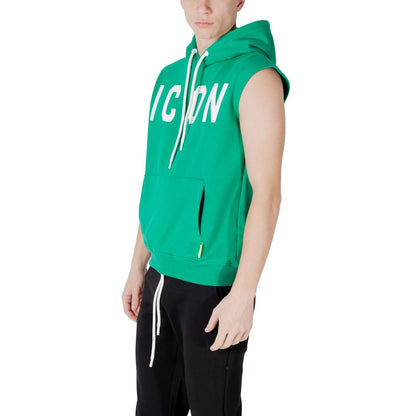 Hooded Hoodie by Icon for men in cotton polyester green features a authentic silhouette, showcasing a sophisticated hooded neckline and authentic detail for a refined finish.