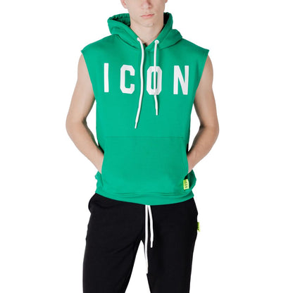 Hooded Hoodie by Icon for men in cotton polyester green features an luminous silhouette, showcasing a sophisticated hooded neckline and for a truly luminous look.