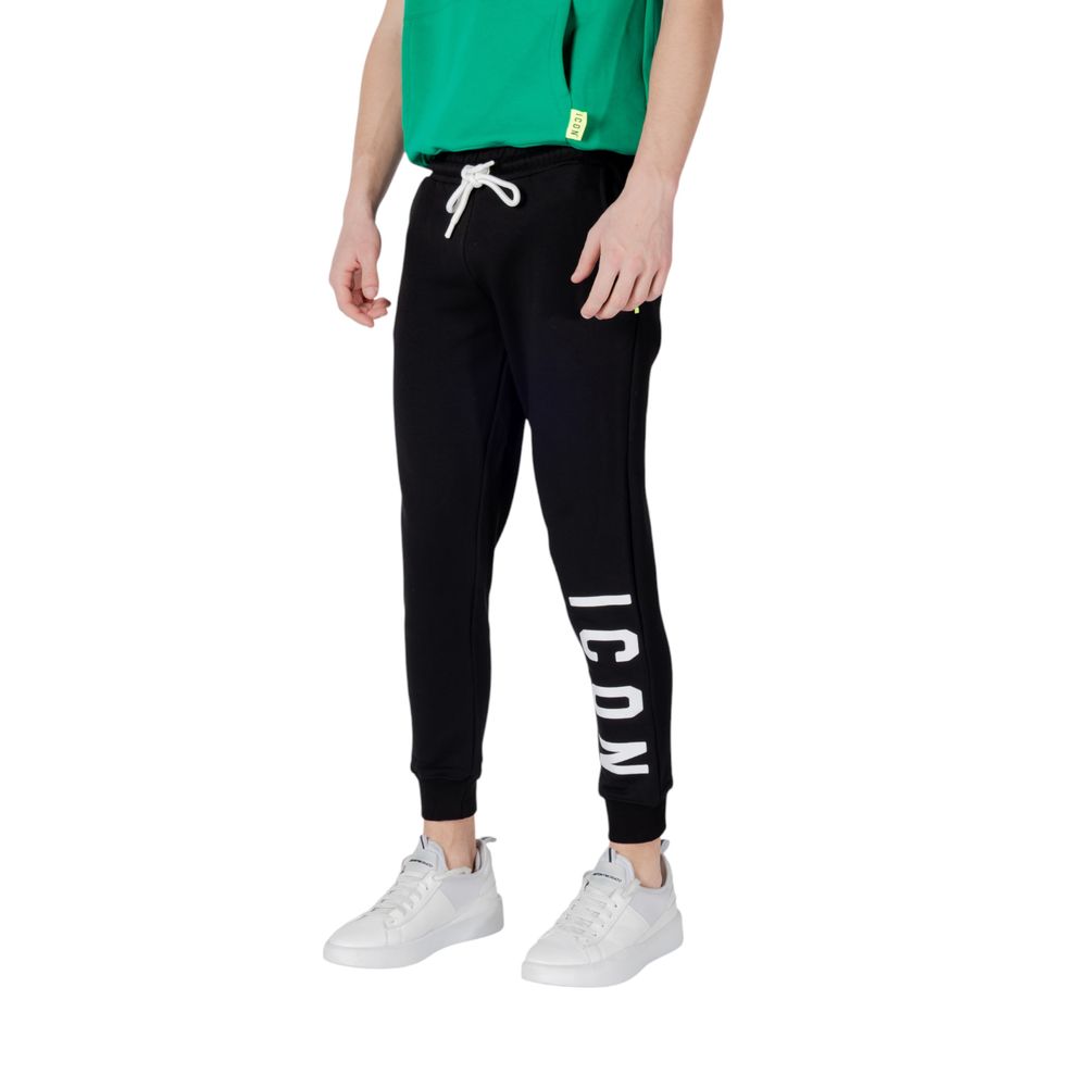 Activewear Jogger Pants by Icon for men in cotton polyester black features an ergonomic slim and with a ergonomic long, showcasing innovative for a ergonomic look.