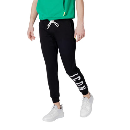 Activewear Jogger Pants by Icon for men in cotton polyester black features a contemporary silhouette with , a contemporary slim, long hem, and for a premium, high-performance aesthetic.
