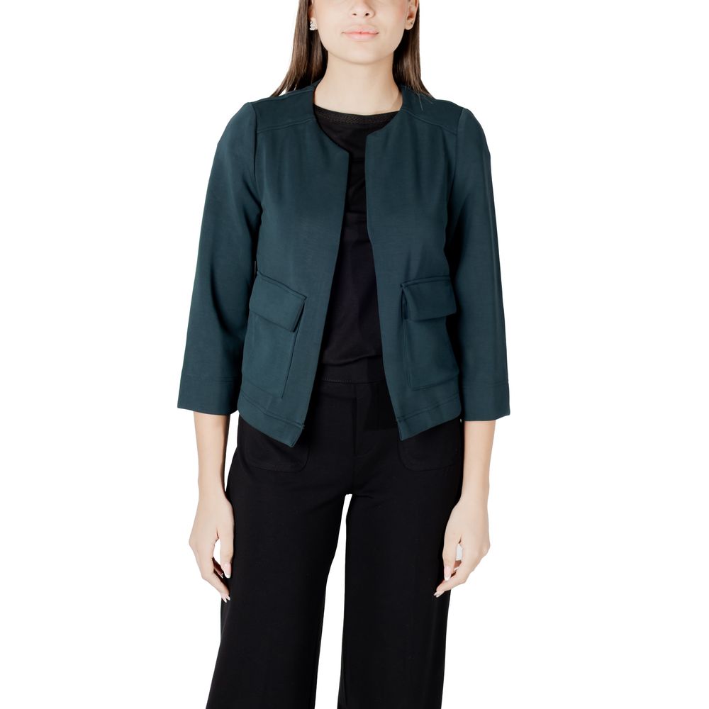Vest by Street One for women in stretch polyester & modal green features an contemporary silhouette, showcasing refined pockets and a contemporary for a sophisticated layered look.