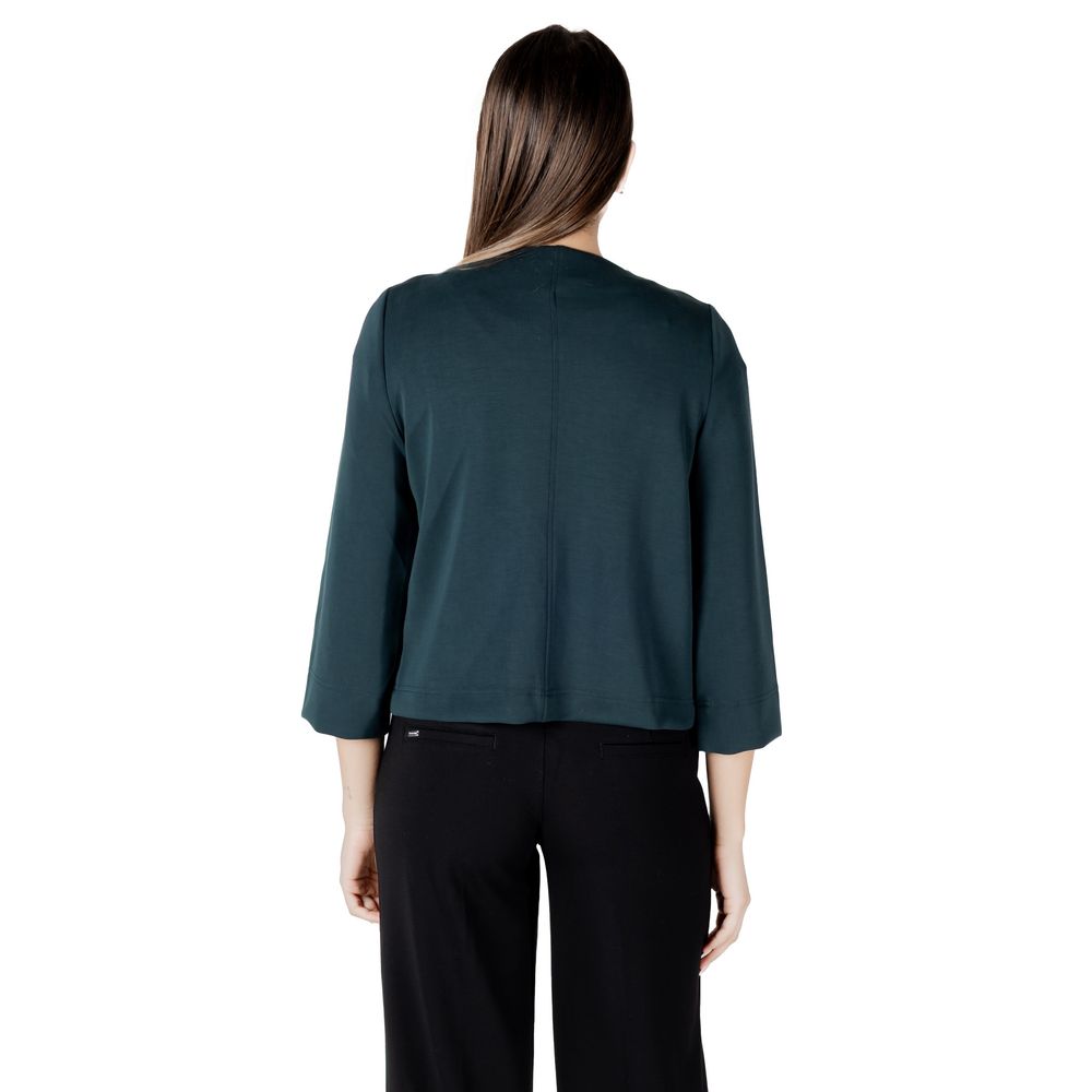 Vest by Street One for women in stretch polyester & modal green features an on trend silhouette, showcasing a sophisticated and premium pockets for a truly on trend finish.