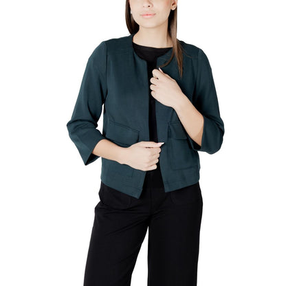 Vest by Street One for women in stretch polyester & modal green features a enviable silhouette, elegantly detailed with a enviable and functional pockets for a enviable finish.
