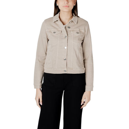Street One Women's Crop-Top Stretch Denim Cotton Jacket - Beige