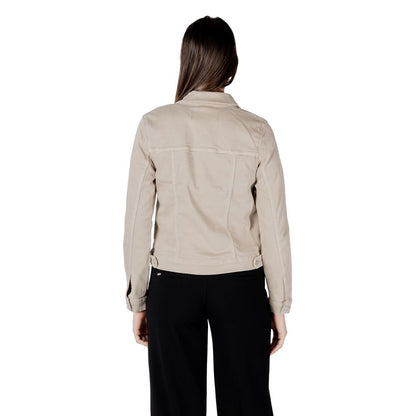 Street One Women's Crop-Top Stretch Denim Cotton Jacket - Beige