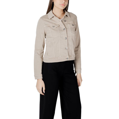 Street One Women's Crop-Top Stretch Denim Cotton Jacket - Beige