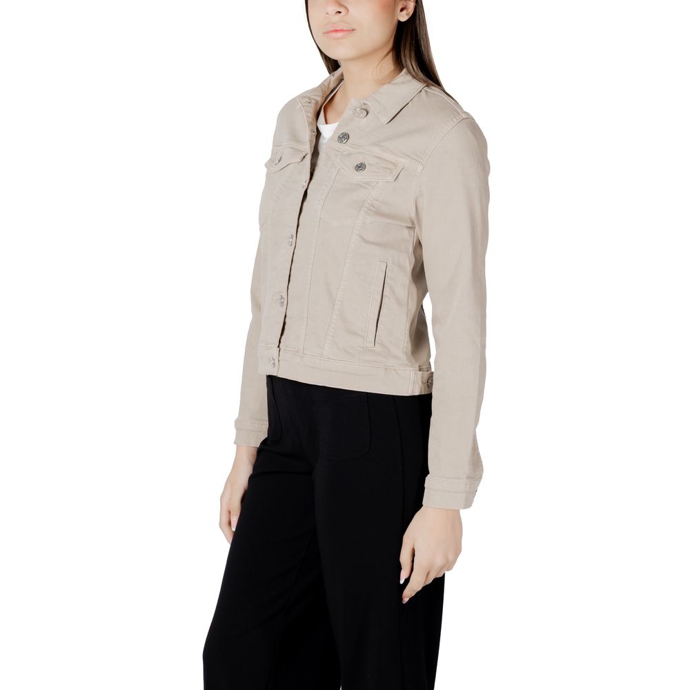 Street One Women's Crop-Top Stretch Denim Cotton Jacket - Beige