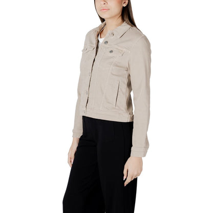 Street One Women's Crop-Top Stretch Denim Cotton Jacket - Beige