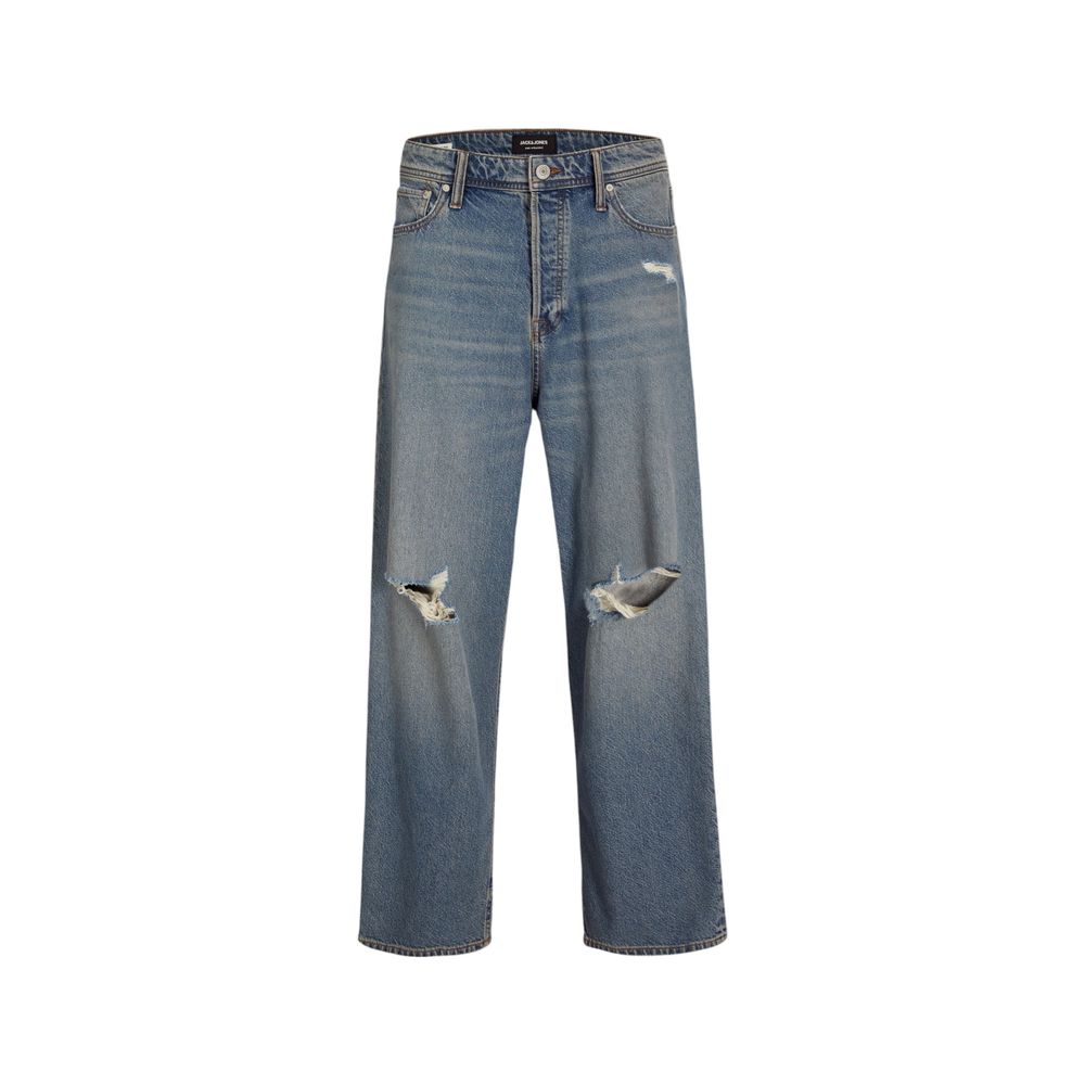 Jeans by Jack Jones for men in stretch denim cotton blue presents a refined pantology silhouette, artfully defined by a refined pantology relaxed-fit, regular-fit & wide, long, and a sophisticated .