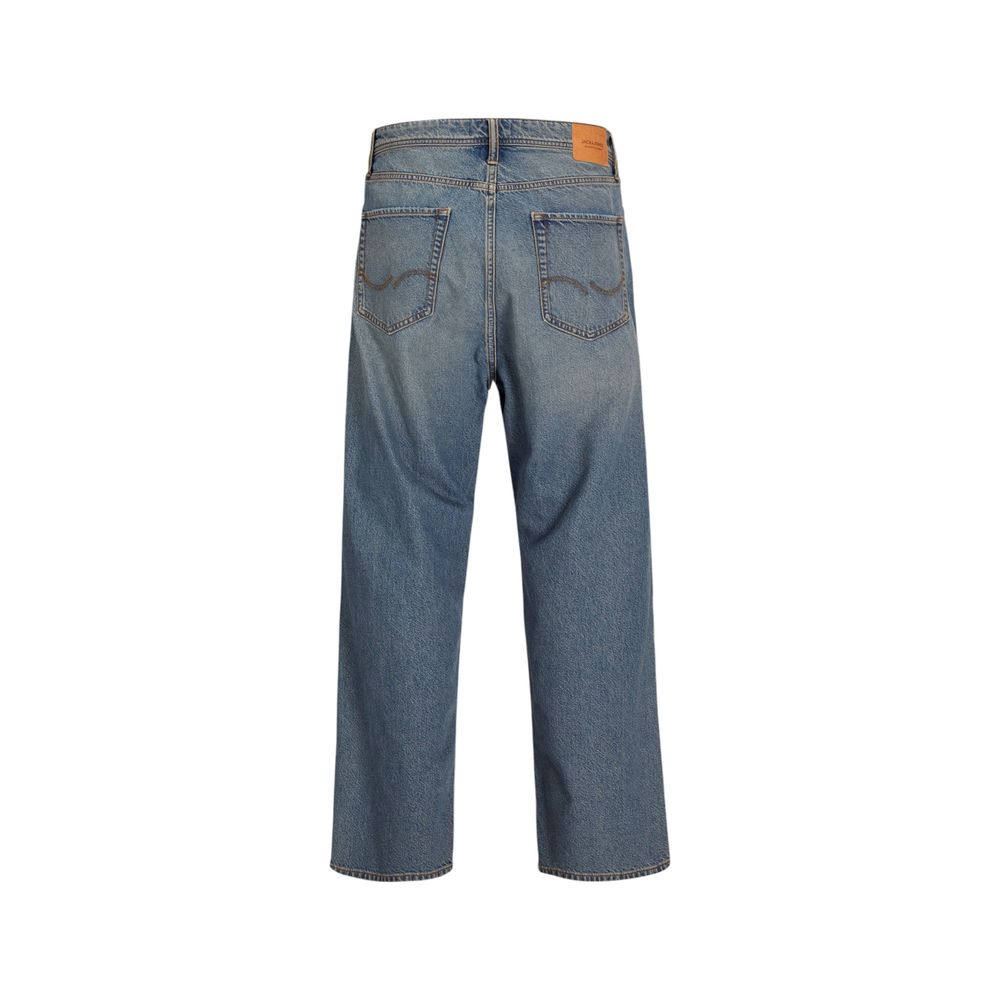 Jeans by Jack Jones for men in stretch denim cotton blue features a polished silhouette with a polished relaxed-fit, regular-fit & wide, reaching a polished long and finished with a polished .