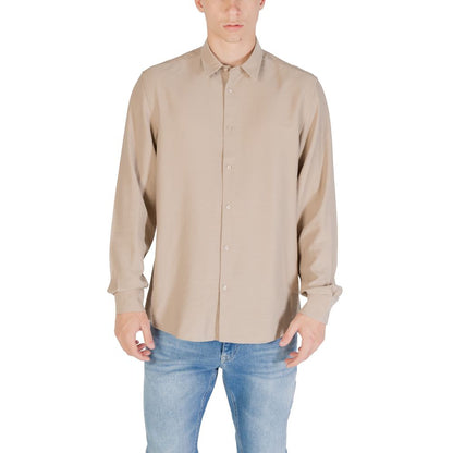 Antony Morato Men's Long-Sleeve Polyamide Viscose Shirt - Beige