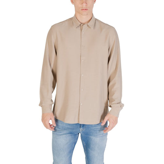 Antony Morato Men's Long-Sleeve Polyamide Viscose Shirt - Beige