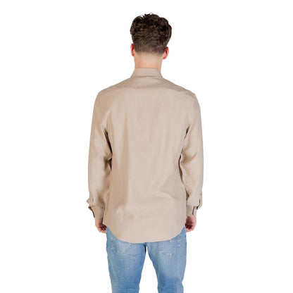 Antony Morato Men's Long-Sleeve Polyamide Viscose Shirt - Beige