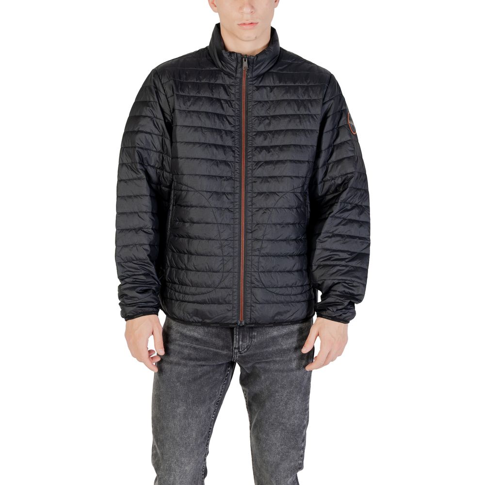 Windbreaker Jacket by Napapijri for men in polyamide black showcases a modern silhouette, integrating thermal, lightweight, insulated & windproof and a modern for a sophisticated finish.