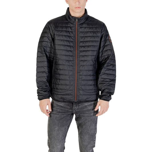 Windbreaker Jacket by Napapijri for men in polyamide black showcases a modern silhouette, integrating thermal, lightweight, insulated & windproof and a modern for a sophisticated finish.