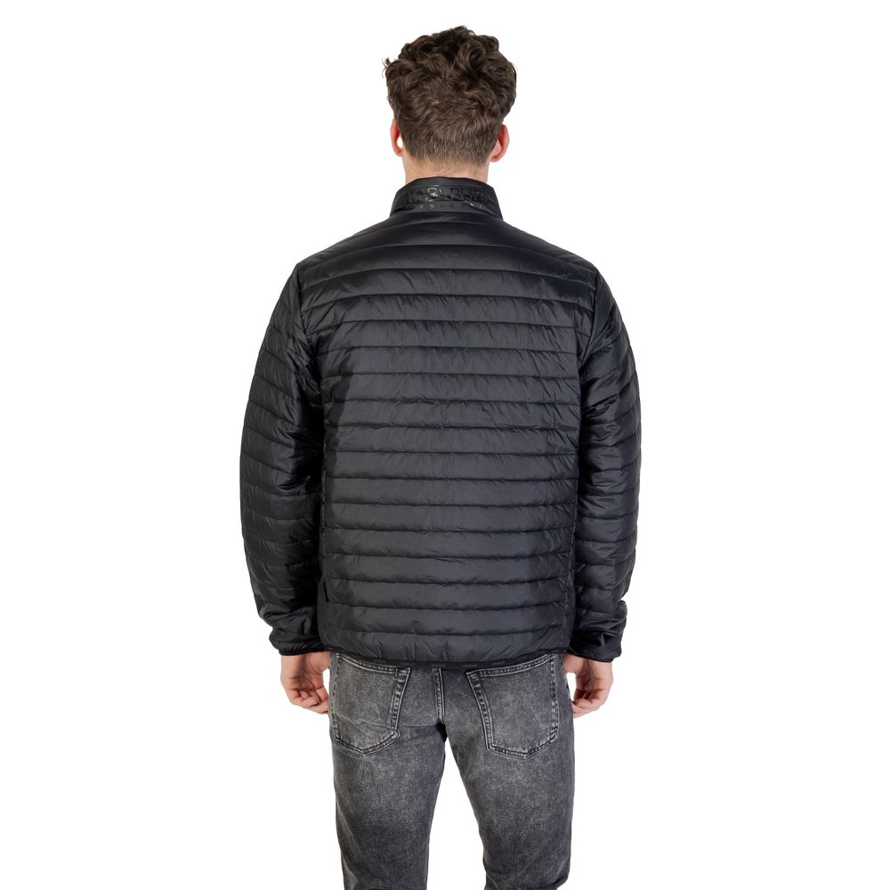 Windbreaker Jacket by Napapijri for men in polyamide black features an perennial silhouette with a refined and perennial thermal, lightweight, insulated & windproof for a sophisticated weather-resistant look.