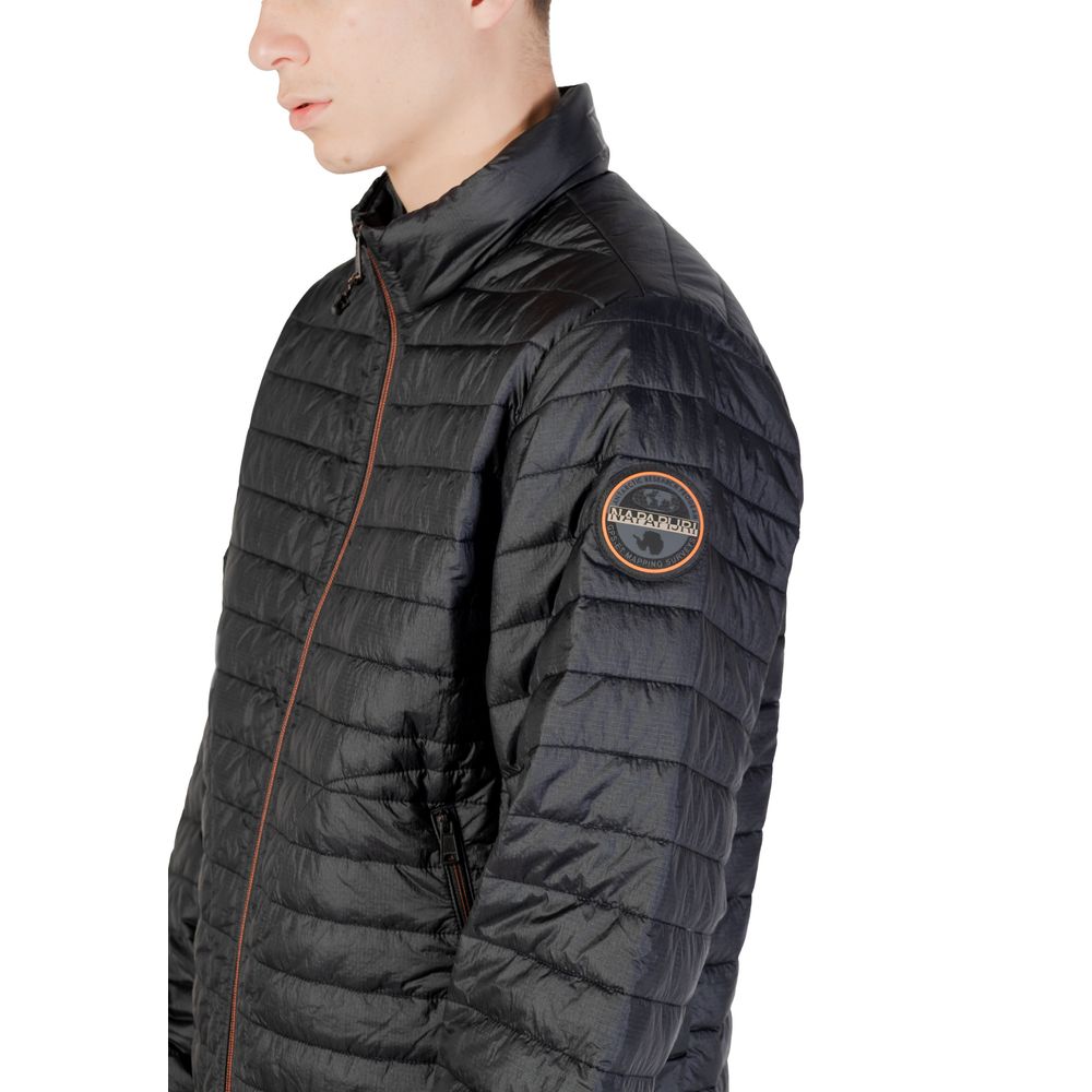 Windbreaker Jacket by Napapijri for men in polyamide black showcases a urban chic silhouette, detailed with a urban chic and functional thermal, lightweight, insulated & windproof for a polished finish.