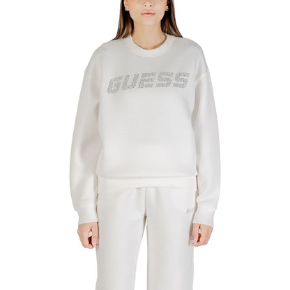Hooded Activewear Sweatshirt by Guess Active for women in stretch polymide viscose cream presents a sporty silhouette, showcasing a sophisticated hooded neckline and detailed with premium for a sporty finish.