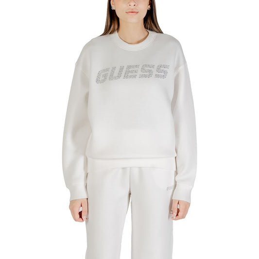 Hooded Activewear Sweatshirt by Guess Active for women in stretch polymide viscose cream presents a sporty silhouette, showcasing a sophisticated hooded neckline and detailed with premium for a sporty finish.